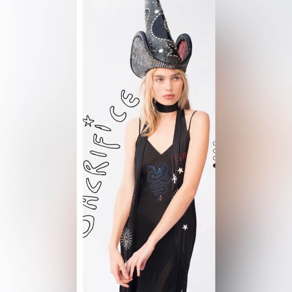 Elton John for Realisation Par The Sacrifice 100% Silk Slip Dress metallic snake - Picture 9 of 17